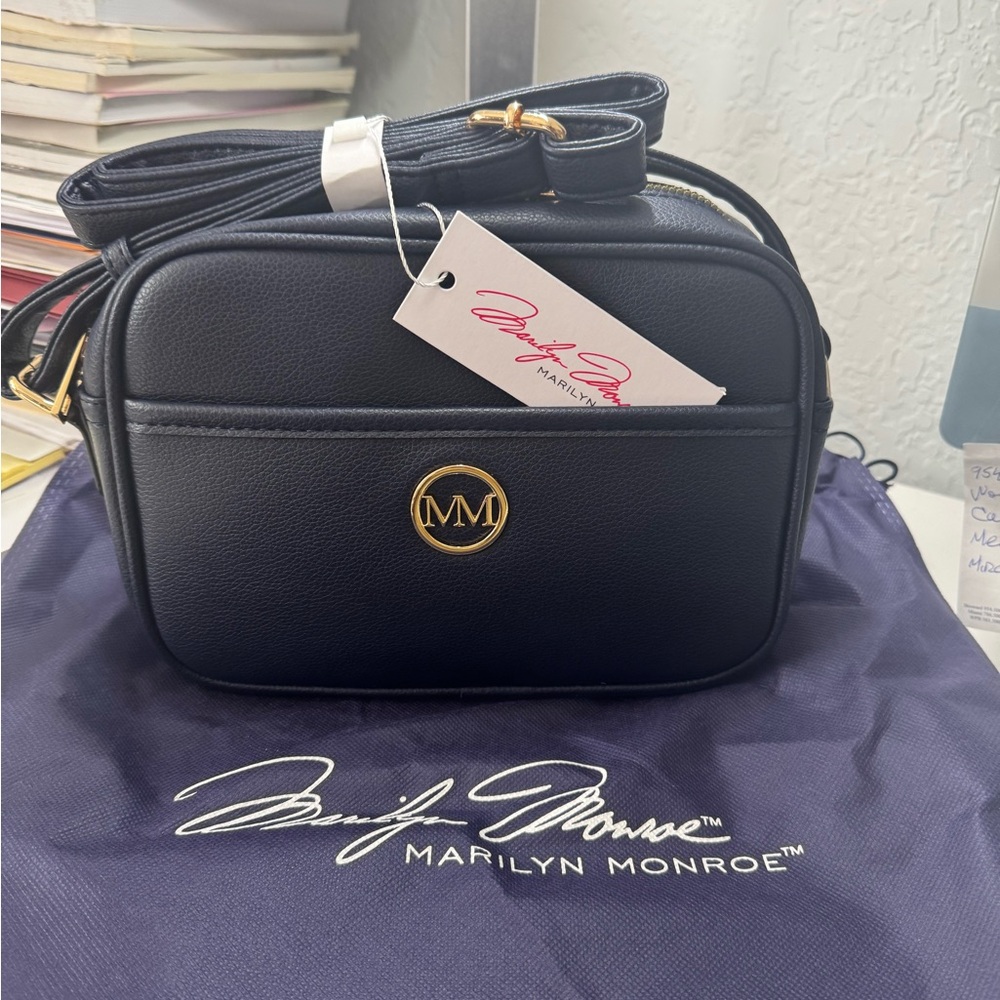 Marilyn Monroe Navy with Gold zipper Crossbody Bag